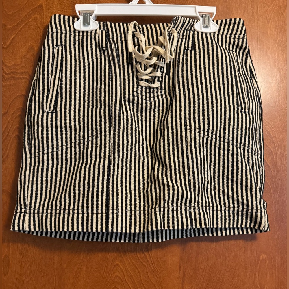 Madewell Black and White Pencil Mini Skirt Tie Front